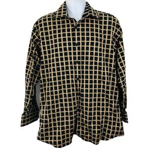 Bacharach mens shirt Dress Career Work 16.5 41/42 100% Cotton Black Tan